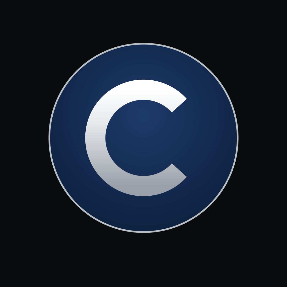 The Cimatium mark: a silver letter C on a navy disc.